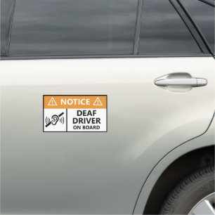 Deaf Driver On Board Emergency Safety Alert  Car Magnet