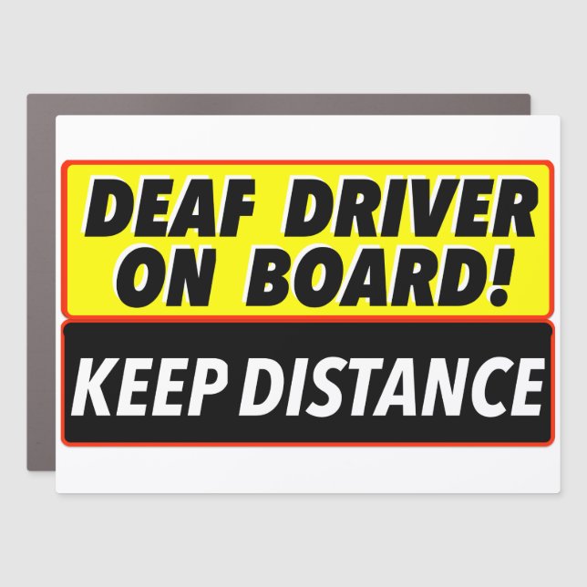 Deaf Driver On Board Print Novelty LARGE Car Magnet (Front)