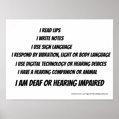 Deaf  Hearing Impaired Office or Home Poster