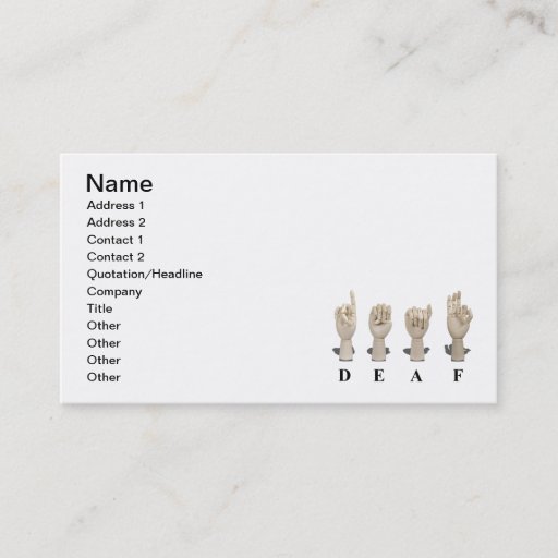 Customizable Deaf in Ameslan Business Card Templates
