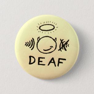 Deaf In One Ear Angel/Devil Button