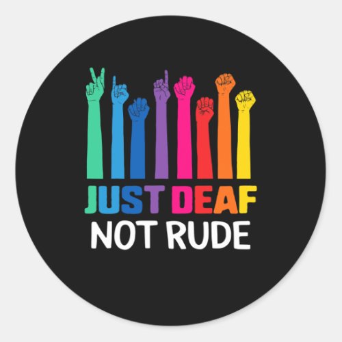 Deaf Not Rude Deaf Awareness Yellow Ribbon Asl Lan Classic Round Sticker