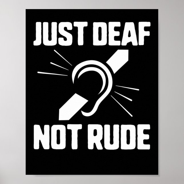 Deaf Not Rude Deaf Awareness Yellow Ribbon Asl Lan Poster (Front)