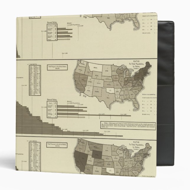 Deaf, Paupers, Prisoners statistical map 3 Ring Binder (Front/Inside)