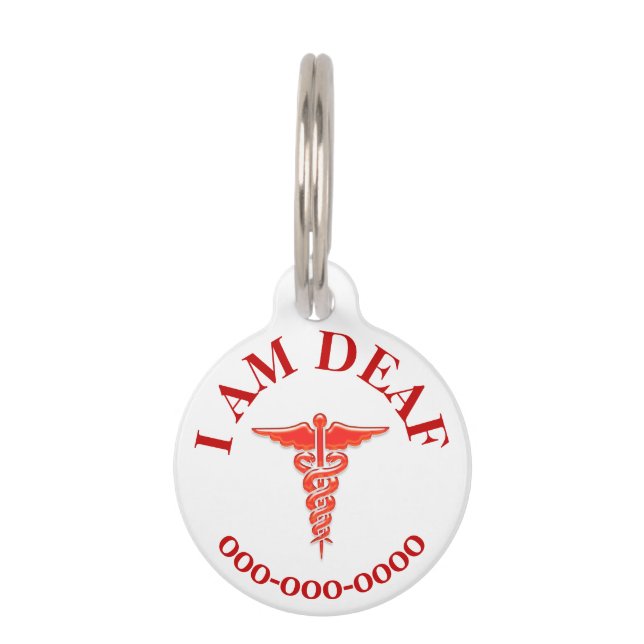 Deaf pet awareness ICE vet notification ID Tag (Front)
