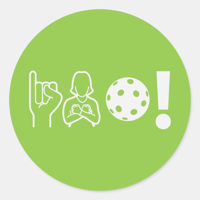 Deaf Pickleball Classic Round Sticker (Front)
