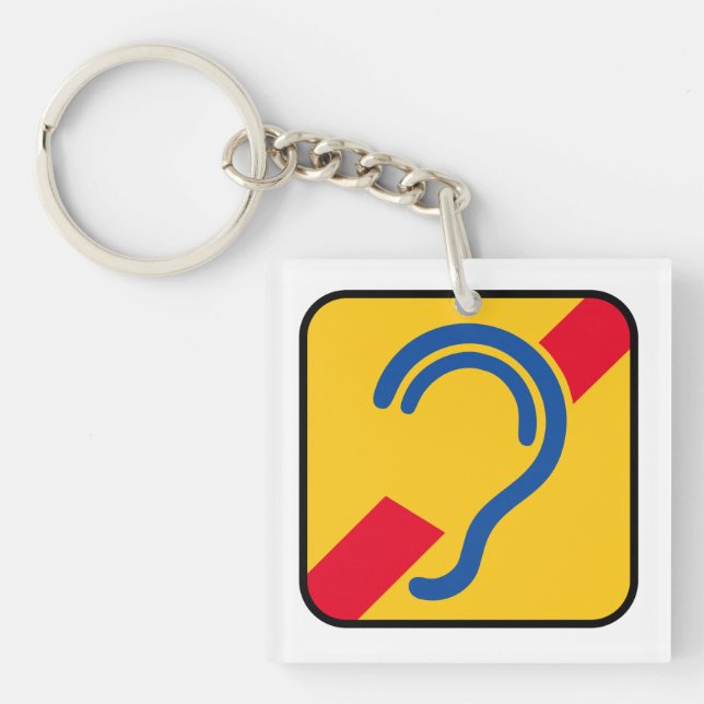 Deaf. Poor hearing, deafness, Limited hearing. Keychain (Front)