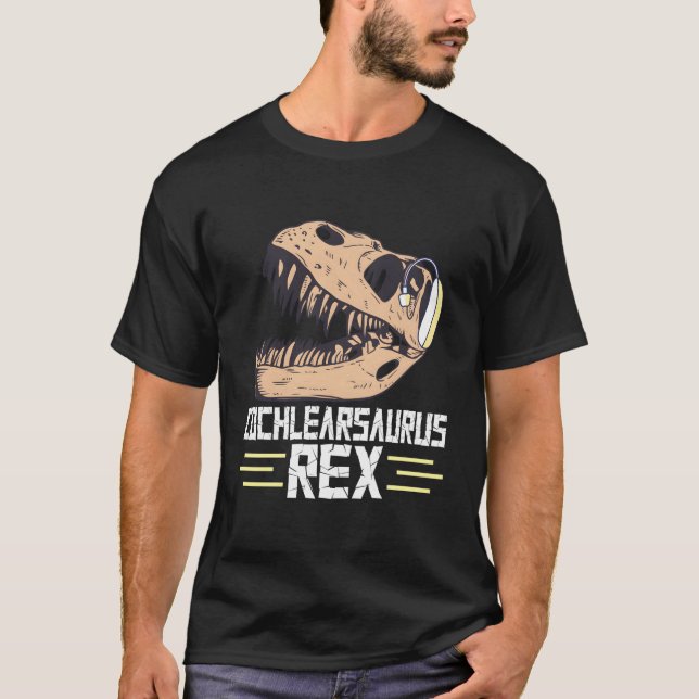 Deaf Pride Cochlear Implant Dinosaur Trex Cochlear T-Shirt (Front)