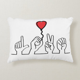 Deaf, sign-language love — love. I love you. Accent Pillow