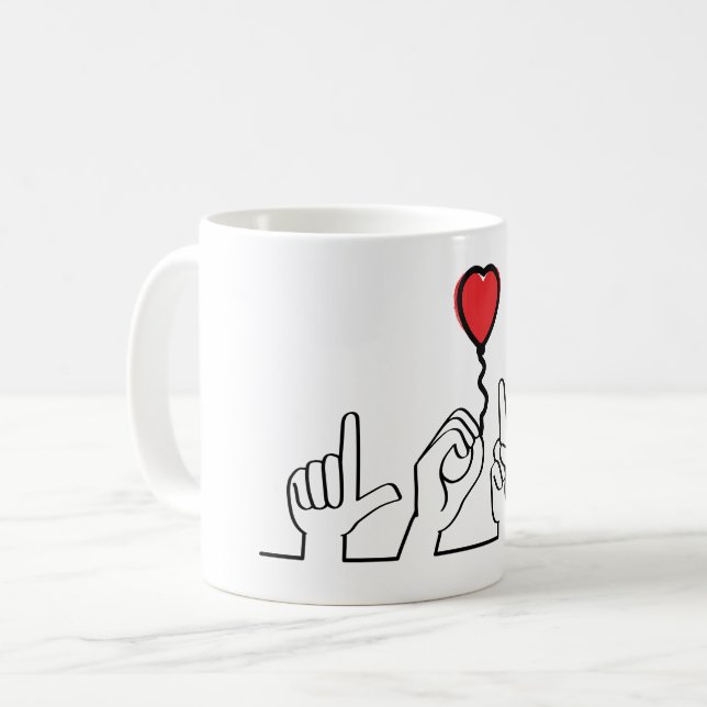 Deaf, sign-language love — love. I love you. Coffee Mug (Front Left)