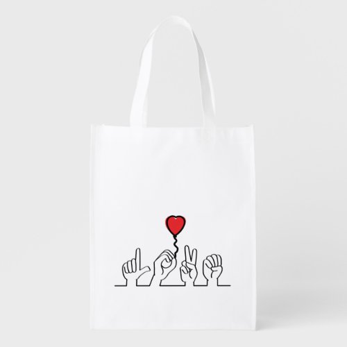 Deaf sign_language love  love I love you Grocery Bag