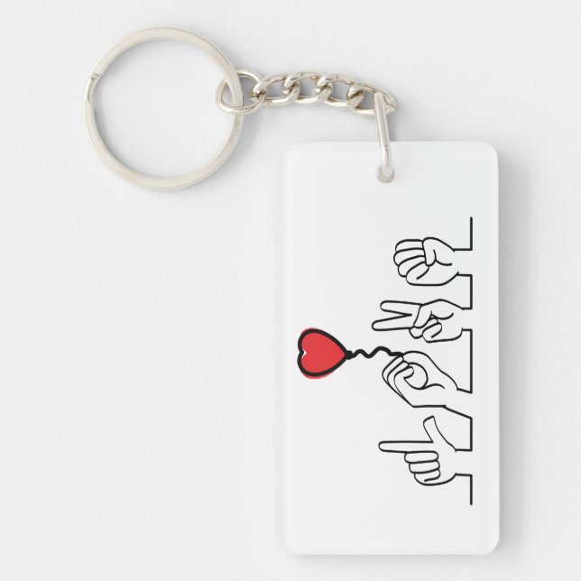 Deaf, sign-language love — love. I love you. Keychain (Front)