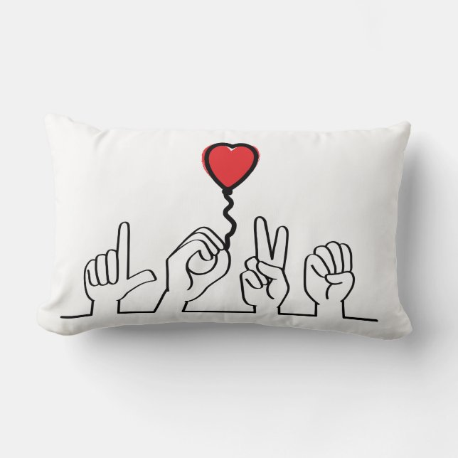 Deaf, sign-language love — love. I love you. Lumbar Pillow (Front)