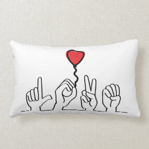 Deaf, sign-language love — love. I love you. Lumbar Pillow