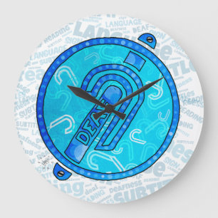 Deaf Symbol English Large Clock