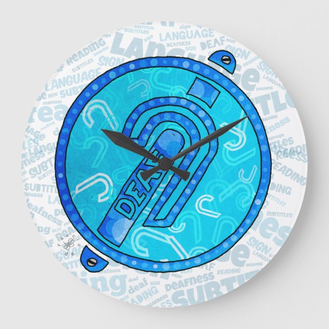 Deaf Symbol English Large Clock (Front)