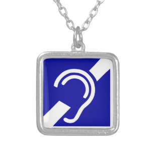 Deaf Symbol Silver Plated Necklace