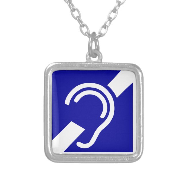 Deaf Symbol Silver Plated Necklace (Front)