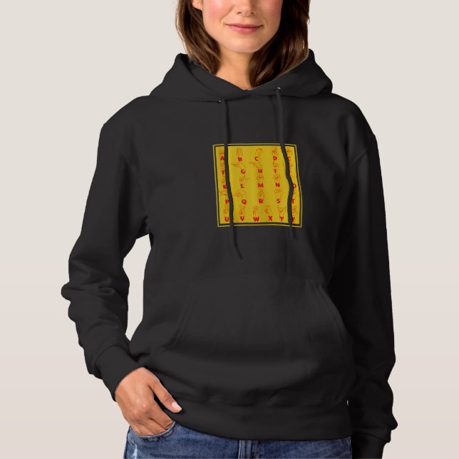 Deafness Alphabet Sign Language Deaf Hearing Gestu Hoodie (Front)