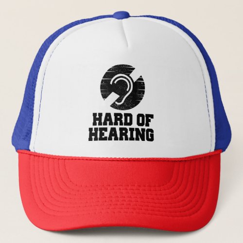 Deafness and hard of hearing symbol trucker hat