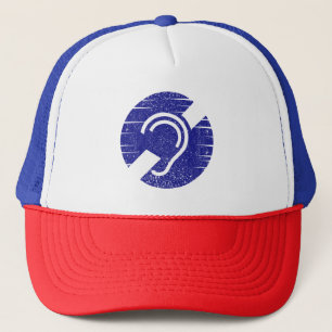 Deafness and hard of hearing symbol trucker hat