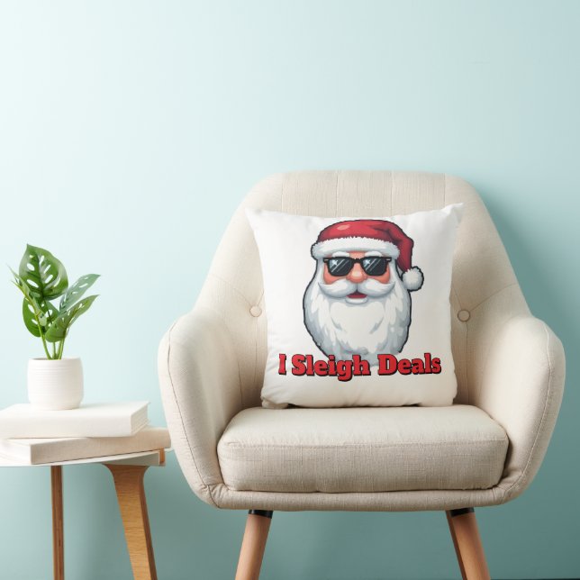 Deal Slaying Santa Claus Funny Holiday Shopping  Throw Pillow (Chair)