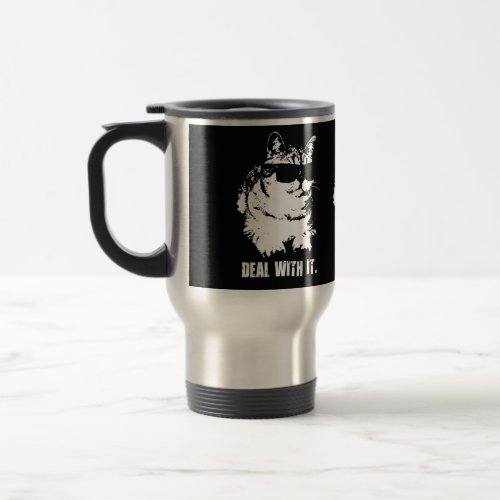 Deal With It _ Cool Cat Travel Mug