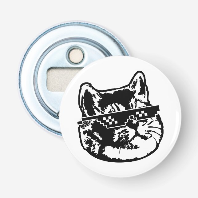 Deal With It Glasses Cat Meme Bottle Opener (Front)