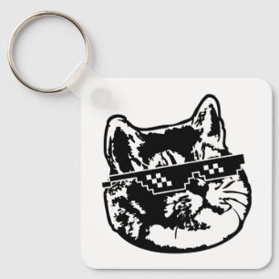 Deal With It Glasses Cat Meme Keychain