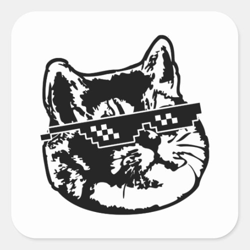 Deal With It Glasses Cat Meme Square Sticker