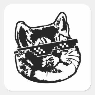 Deal With It Glasses Cat Meme Square Sticker