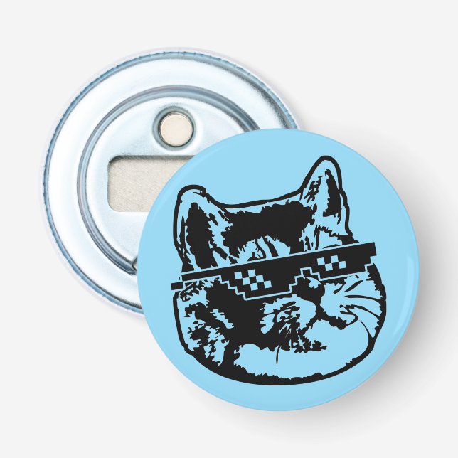 Deal With It Glasses Heavy Breathing Cat Meme Bottle Opener (Front)