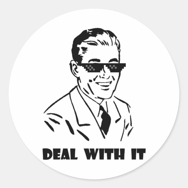 Deal With It Retro Classic Round Sticker (Front)