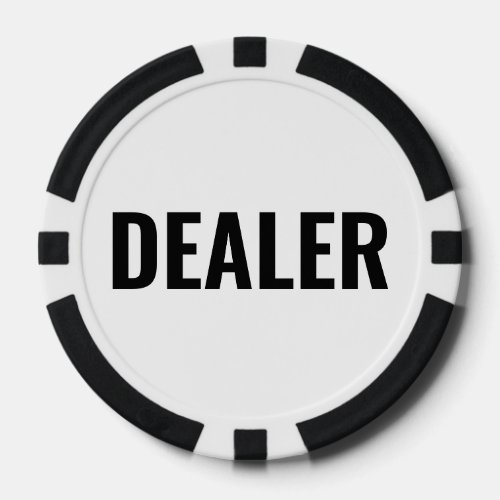 Dealer Simple Black White Text Poker Chips