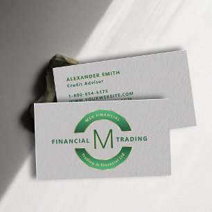 Dealer Trader Green Gold Monogram Professional Business Card