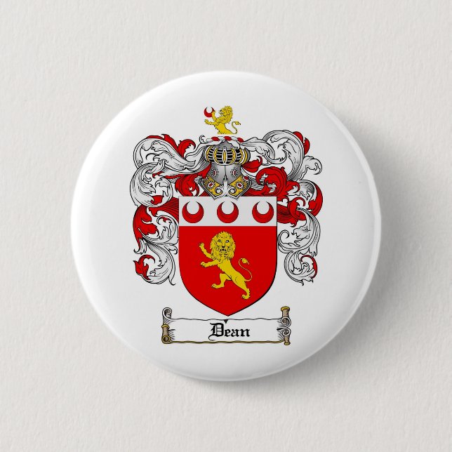 DEAN FAMILY CREST -  DEAN COAT OF ARMS PINBACK BUTTON (Front)