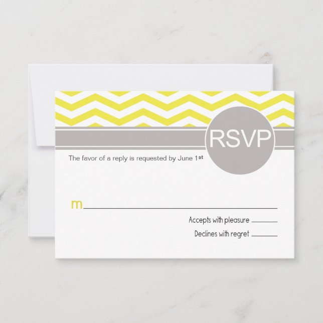 Deandra Chic Chevron RSVP | yellow Card (Front)
