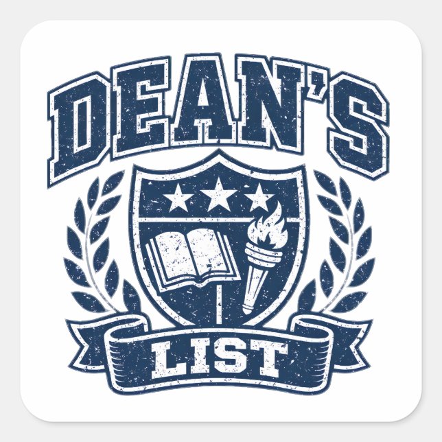 Dean's List – Academic Achievement College Square Sticker (Front)