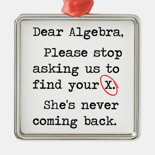 Dear Algebra Please Stop Asking Us To Find Your X Metal Ornament