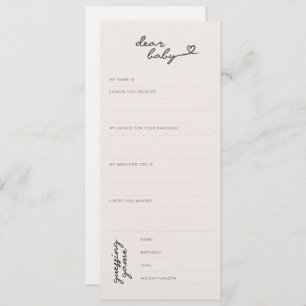 Dear Baby — Baby Shower Wishes + Predictions Card