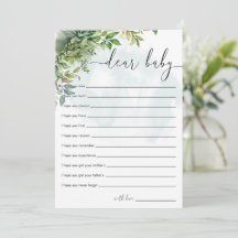Dear Baby Watercolor Greenery Baby Shower Game