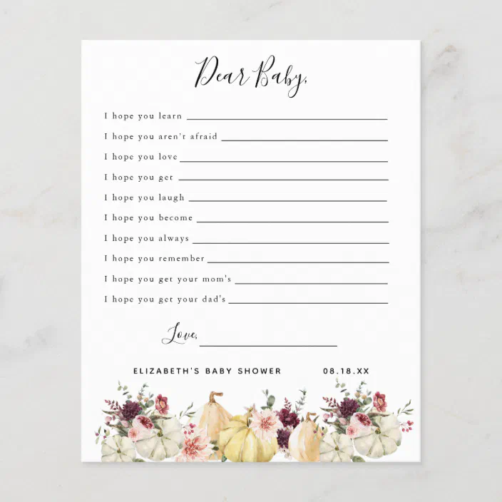 Baby Shower Wishes For Baby Dear Baby Wishes | Baby Shower Game | Zazzle.com