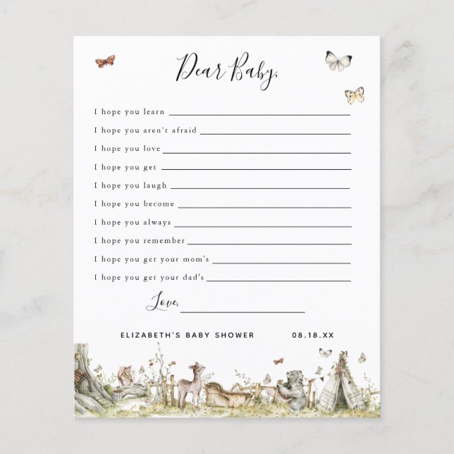 Dear Baby Wishes | Baby Shower Game (Front)