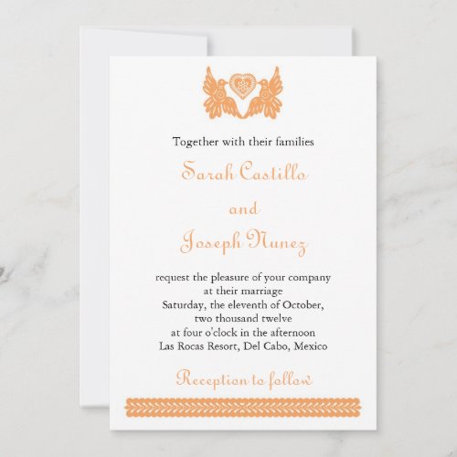 Love birds Papel Picado wedding invitation