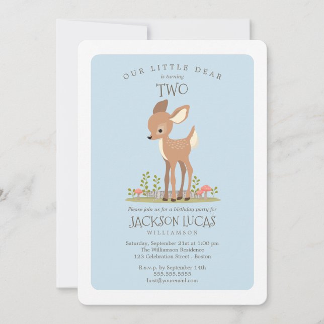 Dear Boy Little Deer Child's Birthday Party Invitation (Front)