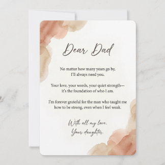 Dear Dad Earthy Tones Watercolor Father's Day Card