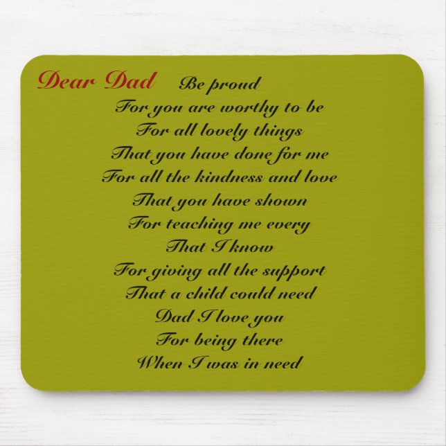 Dear dad father's day tribute mouse pad (Front)