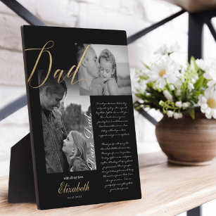Dear Dad   Gold Dad Script Wedding Message Photo Plaque