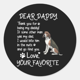 Dear Daddy Coonhound Dog Dad Father's Day  Classic Round Sticker