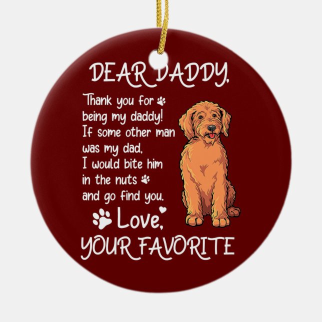 Dear Daddy Labradoodle Dog Dad Father's Day  Ceramic Ornament (Front)